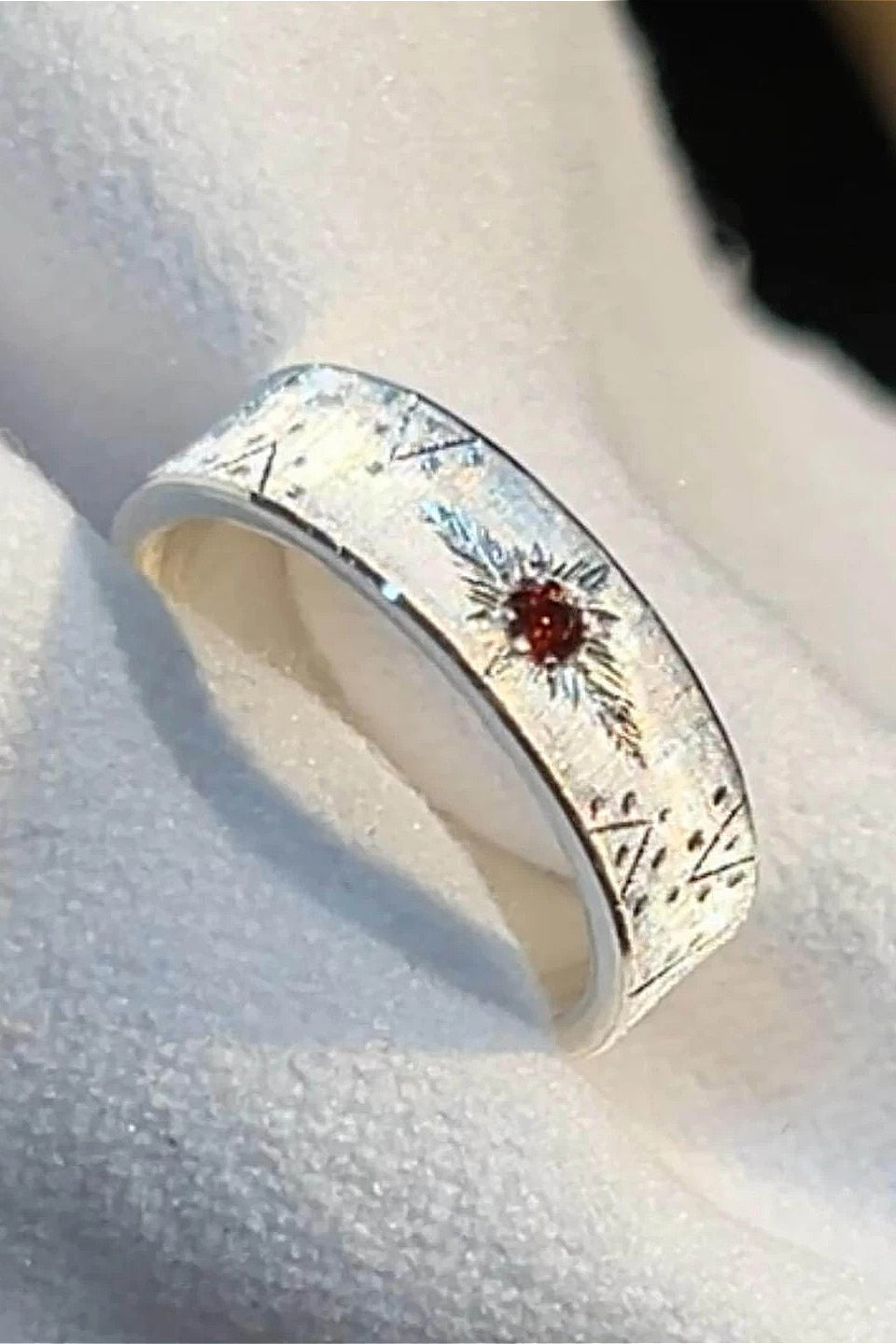 Brushed Cross White Zircon Gothic Open Ring