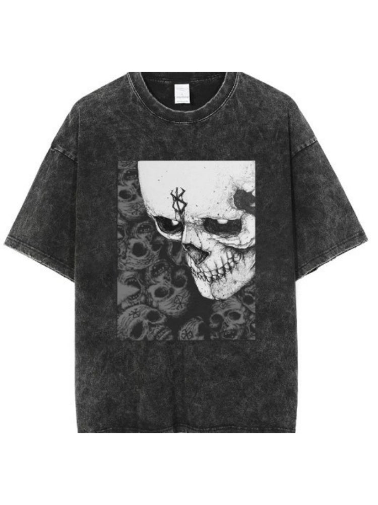Retro Anime Print Dark Streetwear Cotton T-shirt Secondary image