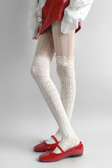 Thin Lace Trim Hollow Long Socks