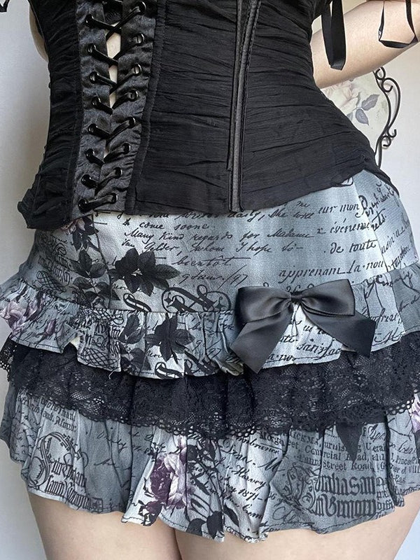 Dark Gothic Lace Bow Low-Rise Mini Skirt Secondary image