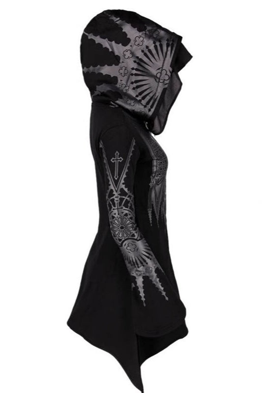 Wing Graphic Pointed Hem Hoodies