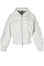 Washed Studded Cropped Zip Hoodies