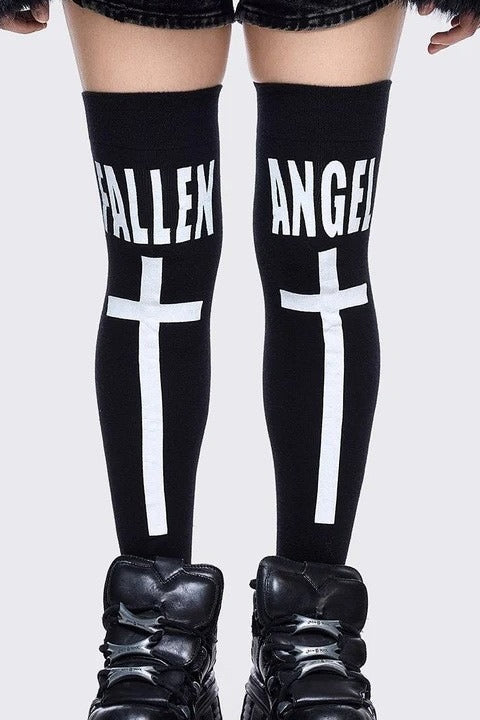 Dark Cross Print Gothic Socks Main image