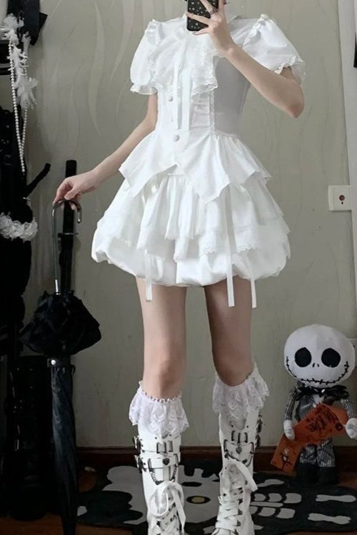 Gothic Puff Sleeve Top And Bubble Mini Skirt Set Secondary image