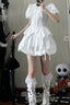 Gothic Puff Sleeve Top And Bubble Mini Skirt Set