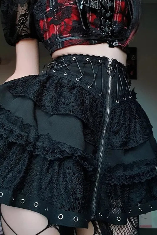 Halloween Gothic Punk High Waist Zipper Mini Skirt Main image