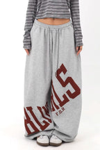 Oversized Letter Print Wide Pants