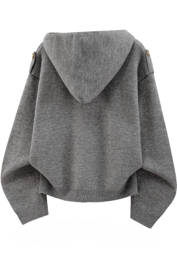 Button Braid Knit Hoodies