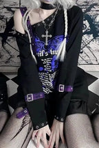 Y2K Harajuku Punk Off Shoulder Knit Top