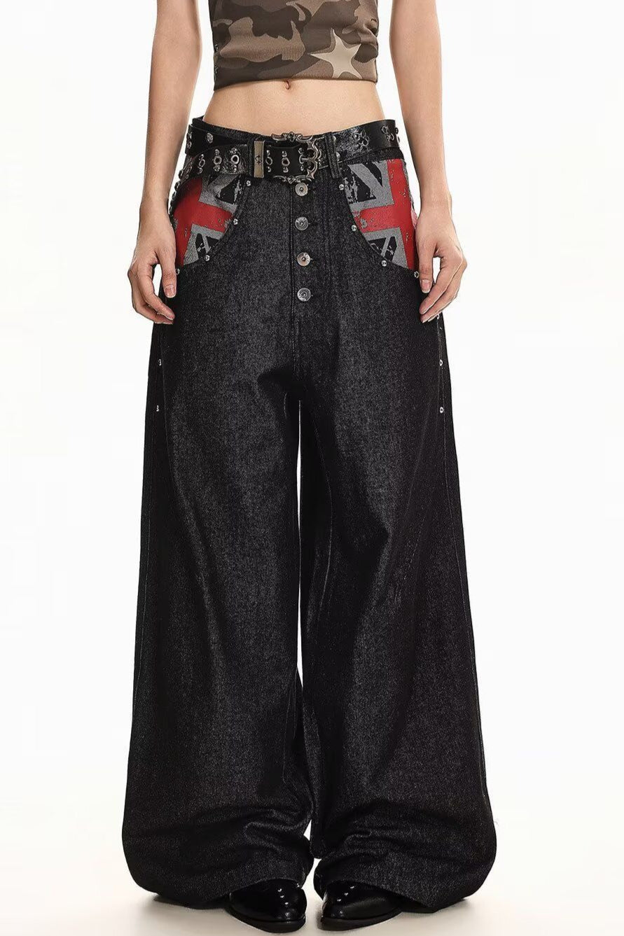 Flag Panel Button Front Pants