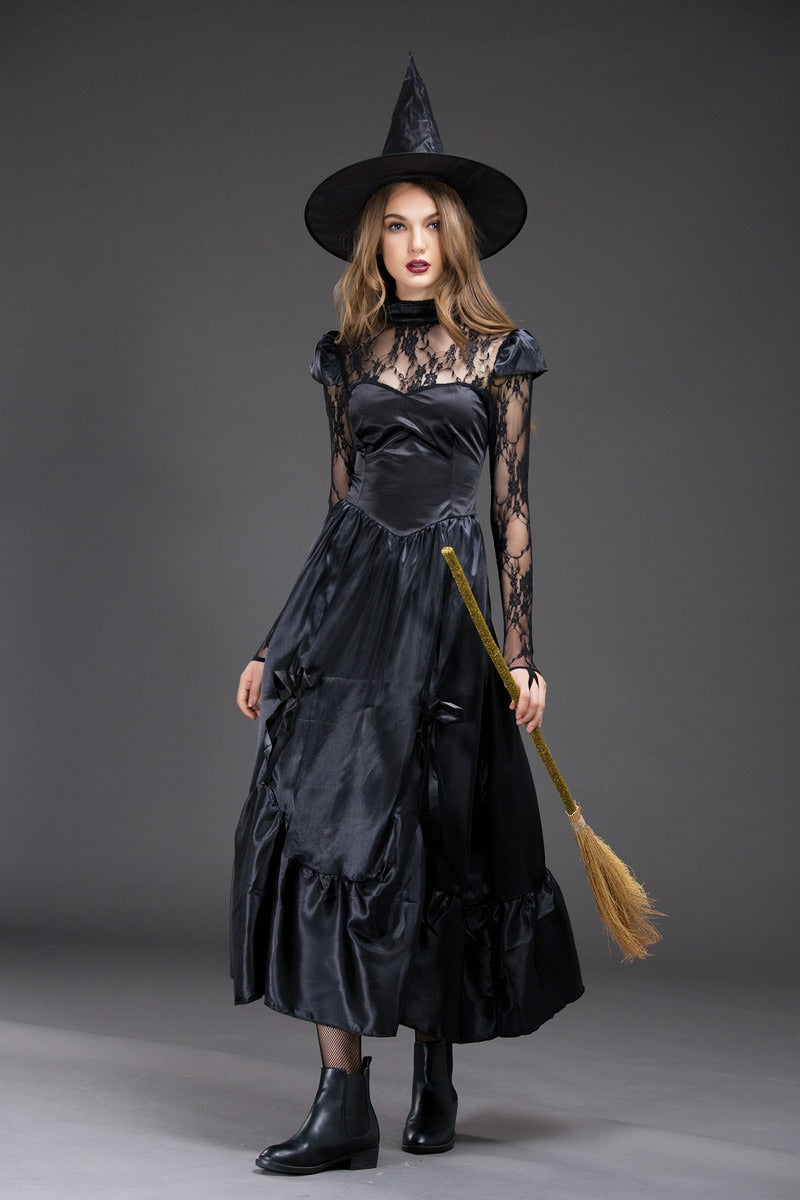 Sexy Black Lace Witch Cosplay Halloween Costume Main image
