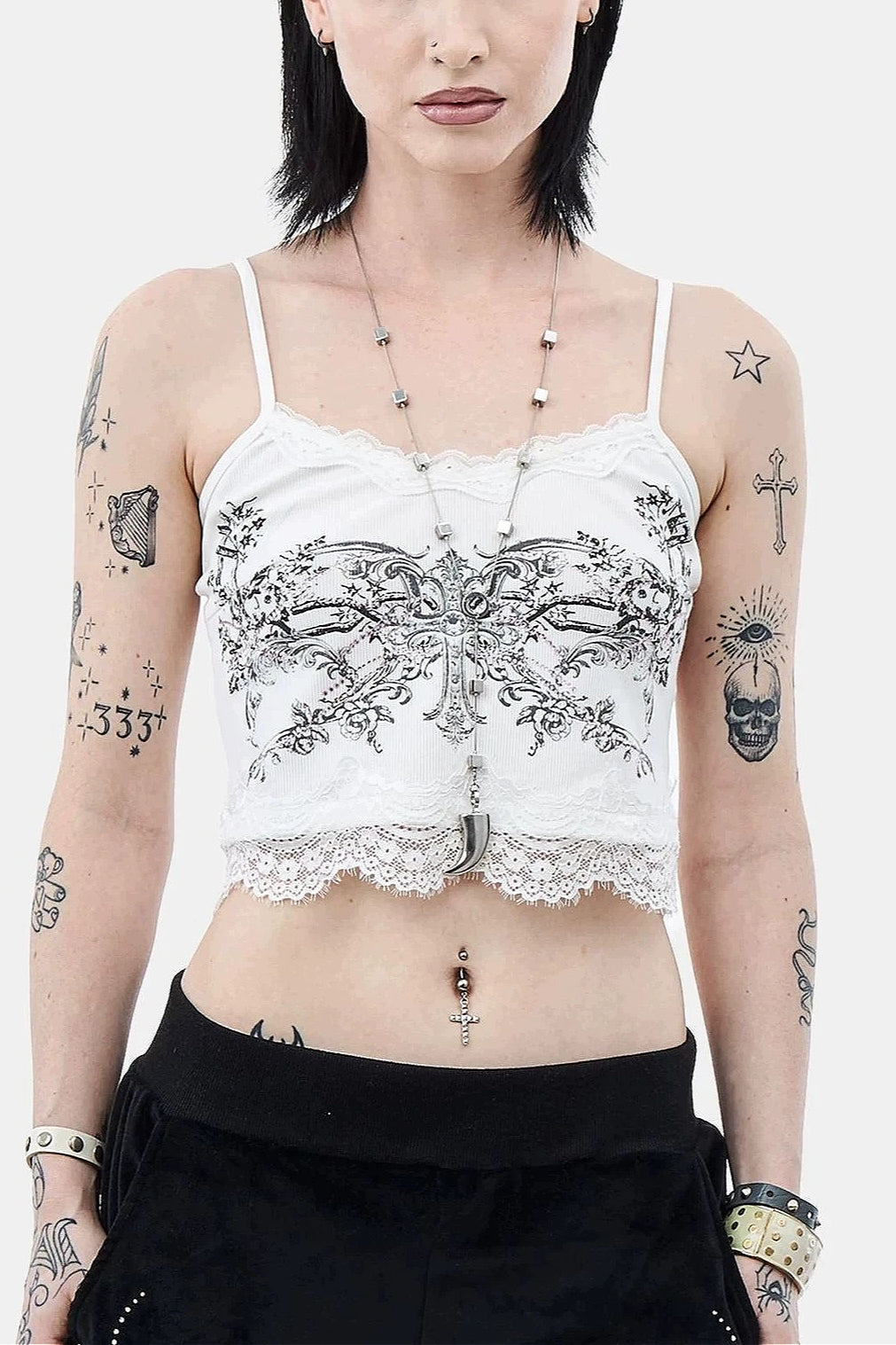 Gothic Print Lace Cami