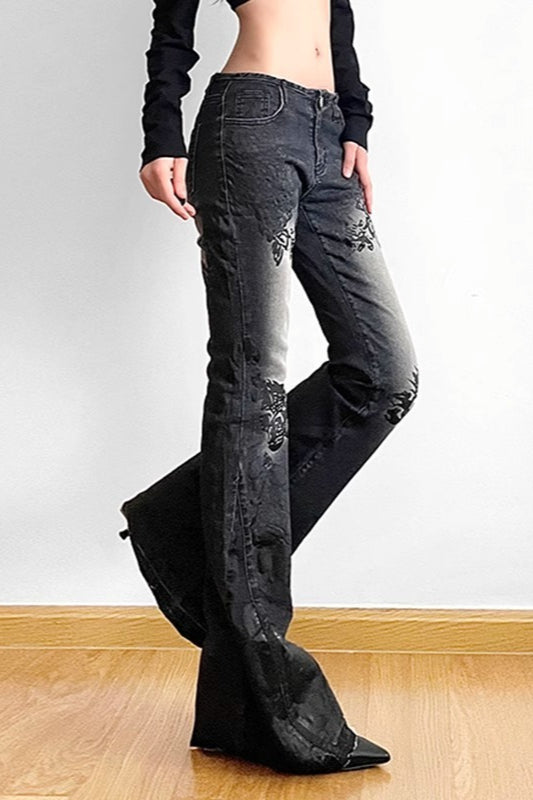 Alt Fashion Stretch Retro Versatile Flare Denim Pants Secondary image