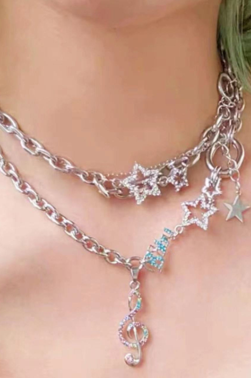 Y2K Punk Chic Star Multi Layer Rhinestone Necklace Main image