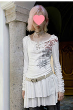Punk Lace-Up Graphic Mini Dress