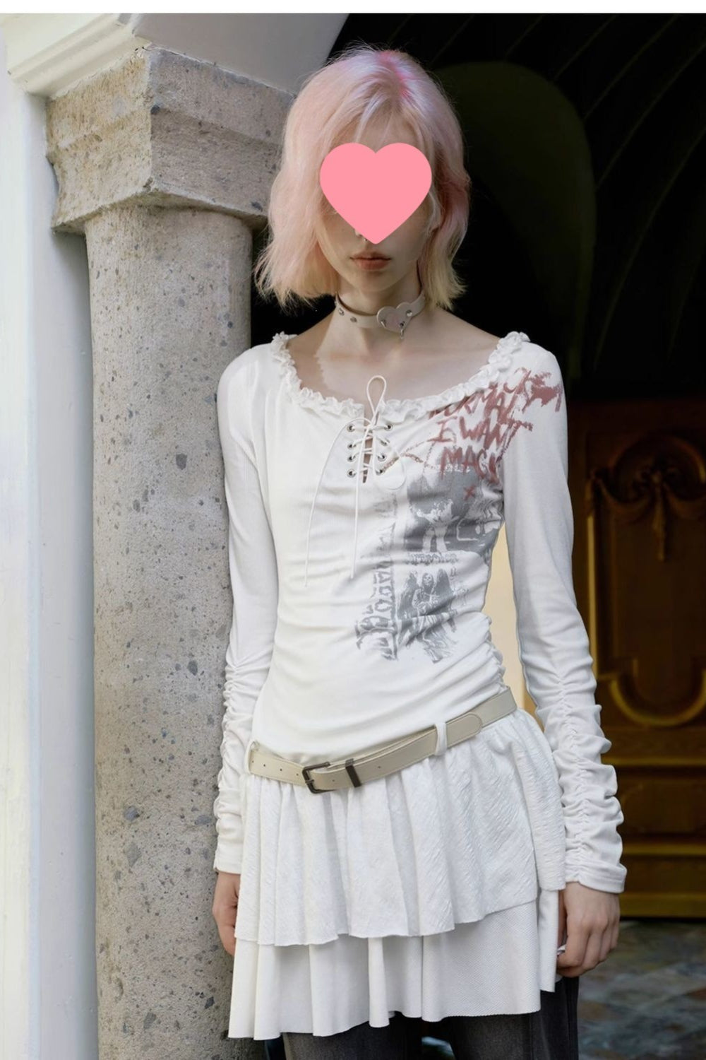 Punk Lace-Up Graphic Mini Dress