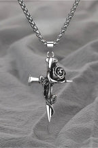 Vintage Cross Rose Necklace