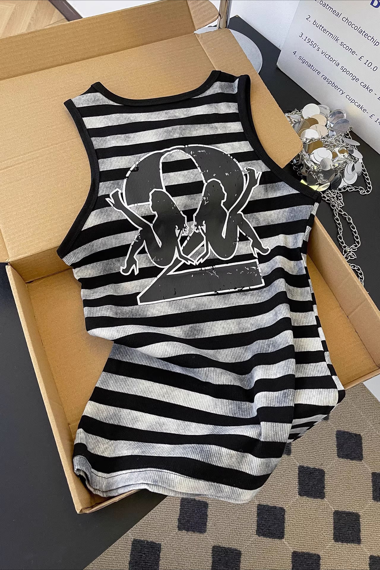 Striped Graphic Tank Top Secondary image