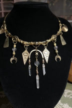 Vintage Moon Star Tassel Choker Necklace