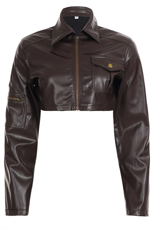 Cropped Biker Zip Jackets