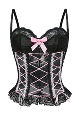 Cross Front Bow Lace Boned Corset