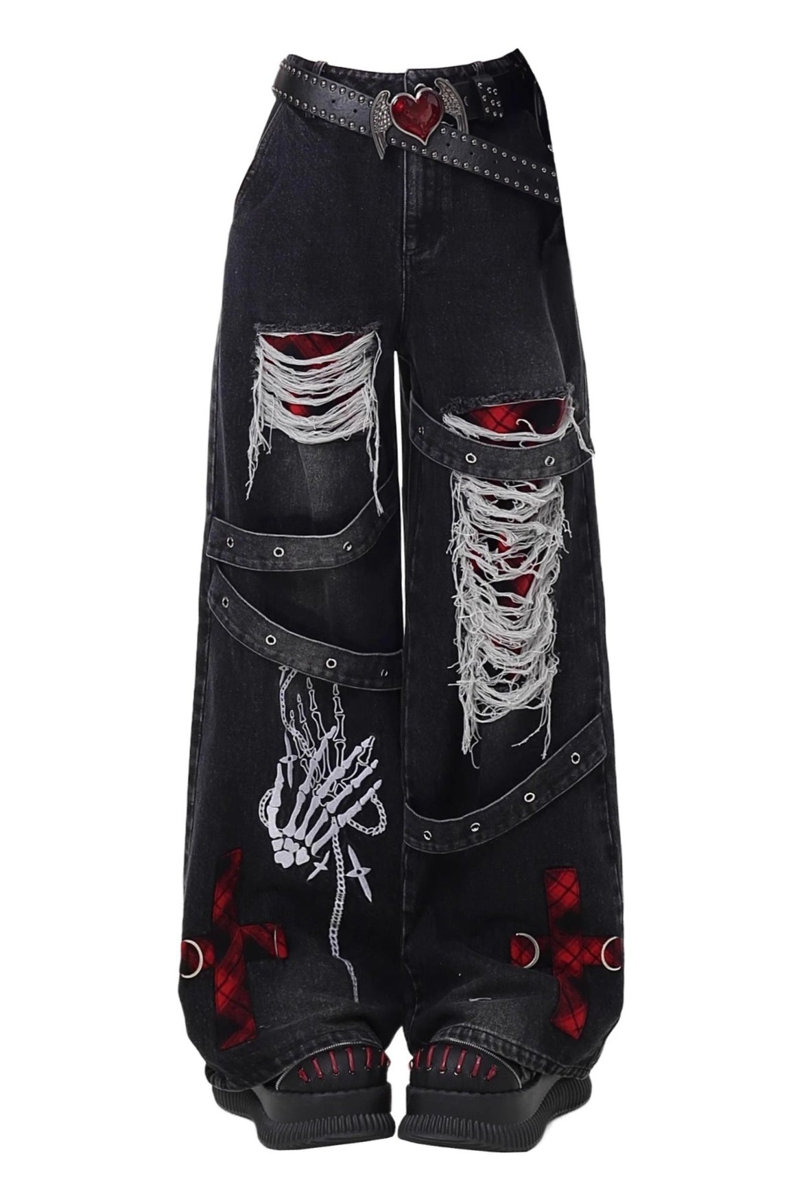 Y2K Distressed High Waist Straight Pants Secondary image