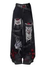 Y2K Distressed High Waist Straight Pants