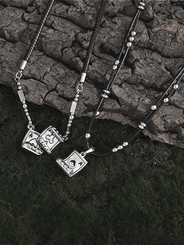 Street Minimalist Poker Card Leather Cord Necklace Secondary image