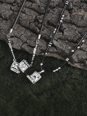 Street Minimalist Poker Card Leather Cord Necklace