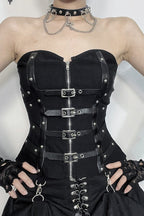 Gothic Patchwork Buckle Strap Corset