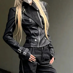 Short Black Fitted Leather Jacket