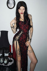 Burgundy Gothic Versatile Comfy Maxi Dress