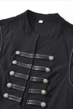 Military Button Ruffle Trim Fitted Top