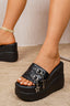 Charm Chain Platform Wedge Slides