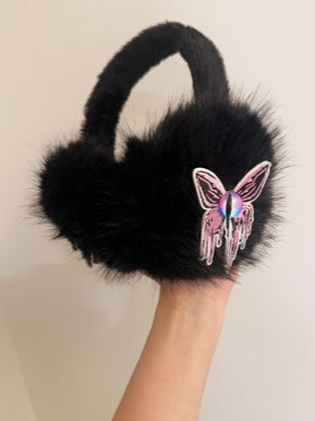 Dark Y2K Punk Butterfly Fuzzy Earmuff Secondary image