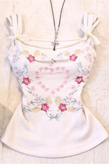 Y2K Vintage Slim Lace Floral Cami