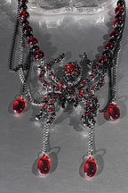 Y2K Heavy Dark Red Spider Tassel Necklace