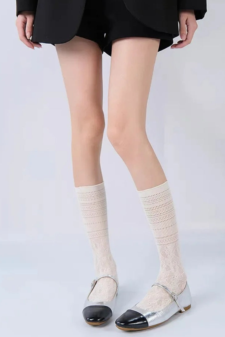 Lolita Y2K Hollow Out Lace Mid Calf Crew Socks