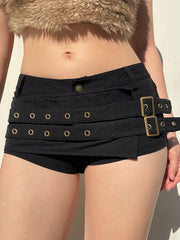 Gothic Punk Buckle Low-Rise Hot Shorts