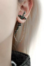 Snake Cross Chain Drop Earrings
