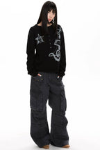 Music Note Layered Neck Sweatshirt