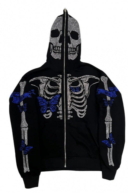 Skull 3D Print Zip-up Long Sleeve Hoodie Main image