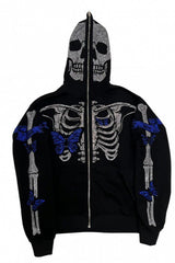 Skull 3D Print Zip-up Long Sleeve Hoodie