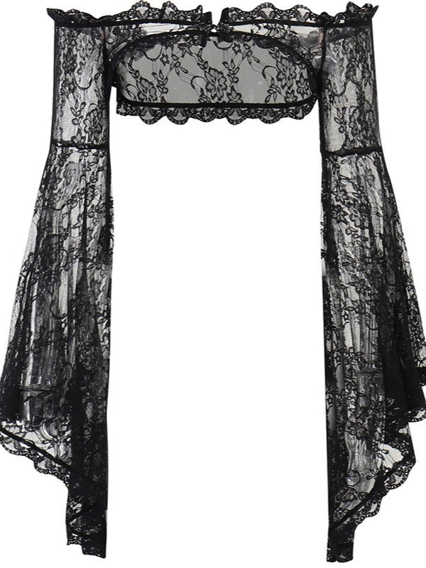 Lace Splice Sheer Long Sleeve Coat
