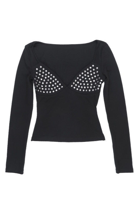 Studded Fitted Top