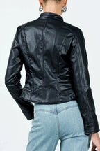 Stand Collar Glossy Cropped Jackets