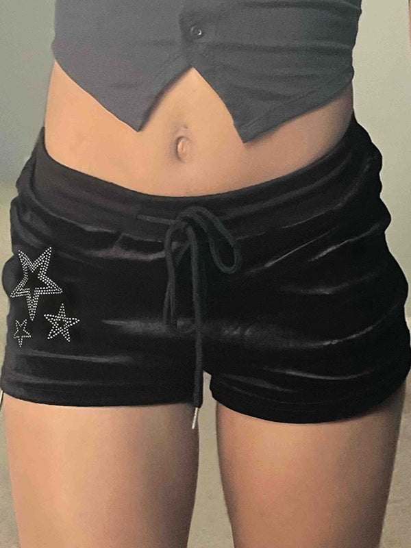 Edgy Gothic Star Rhinestone Y2K Shorts Secondary image