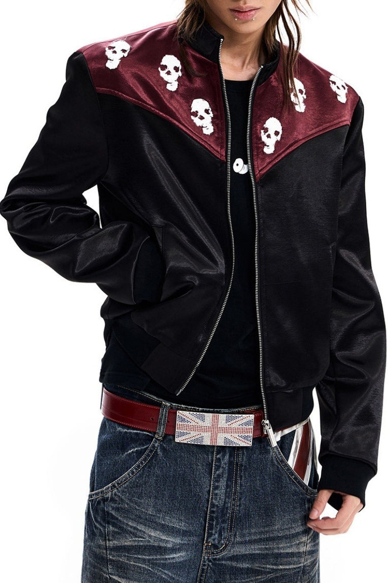Skull Embroidered Satin Jackets