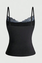 Rope Graphic Lace Trim Tank Top