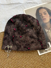 Harajuku Hole Design Iron Ring Skull Knitted Beanie Hat